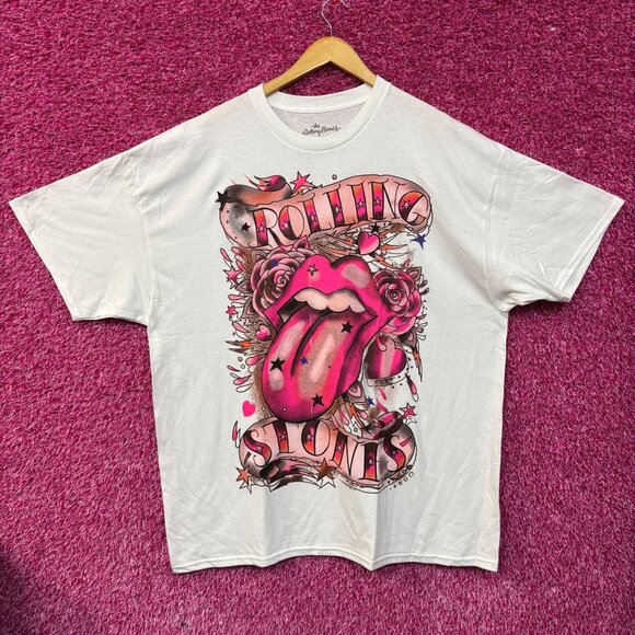 The Rolling Stones Pink Hot Lips Rock Band T-shirt 2XL - Picture 1 of 4